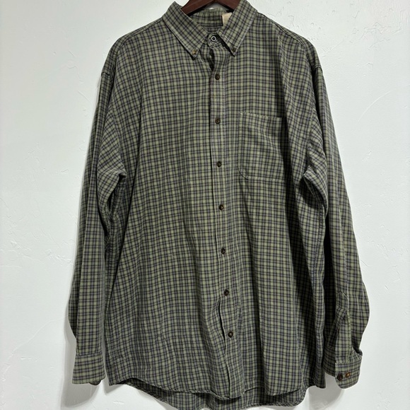 L.L. Bean Cotton Plaid Button Down Shirt Long Sleeve Men's Large Tall Mdm Weight - Picture 1 of 9